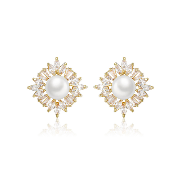 Luminous Pearl Halo Studs