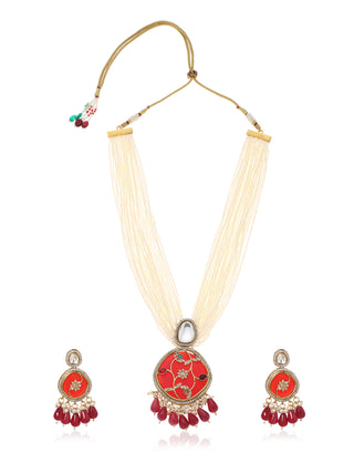 Rakt Pushpamala kundan Set