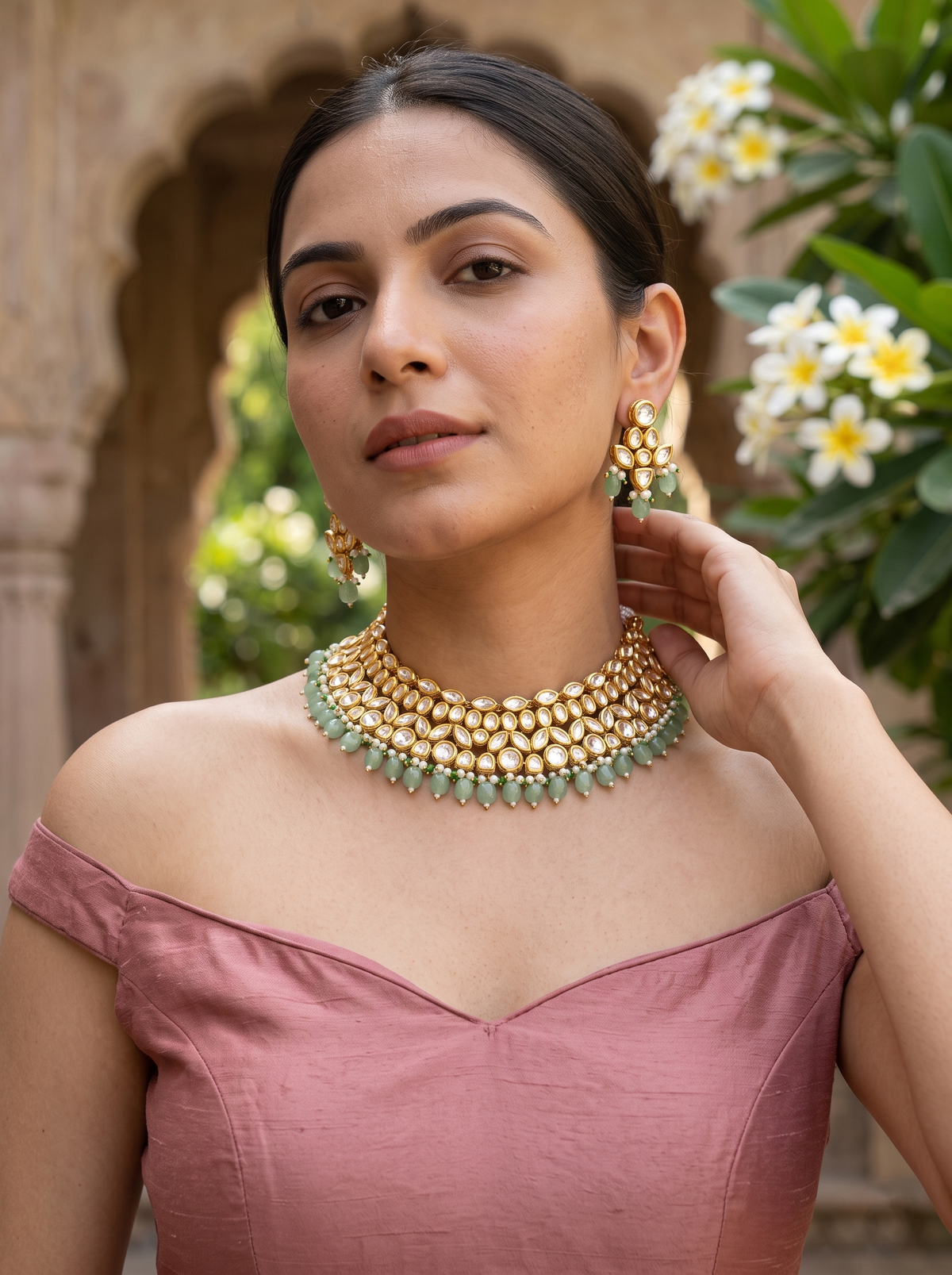 Emerald Kundan Royale set