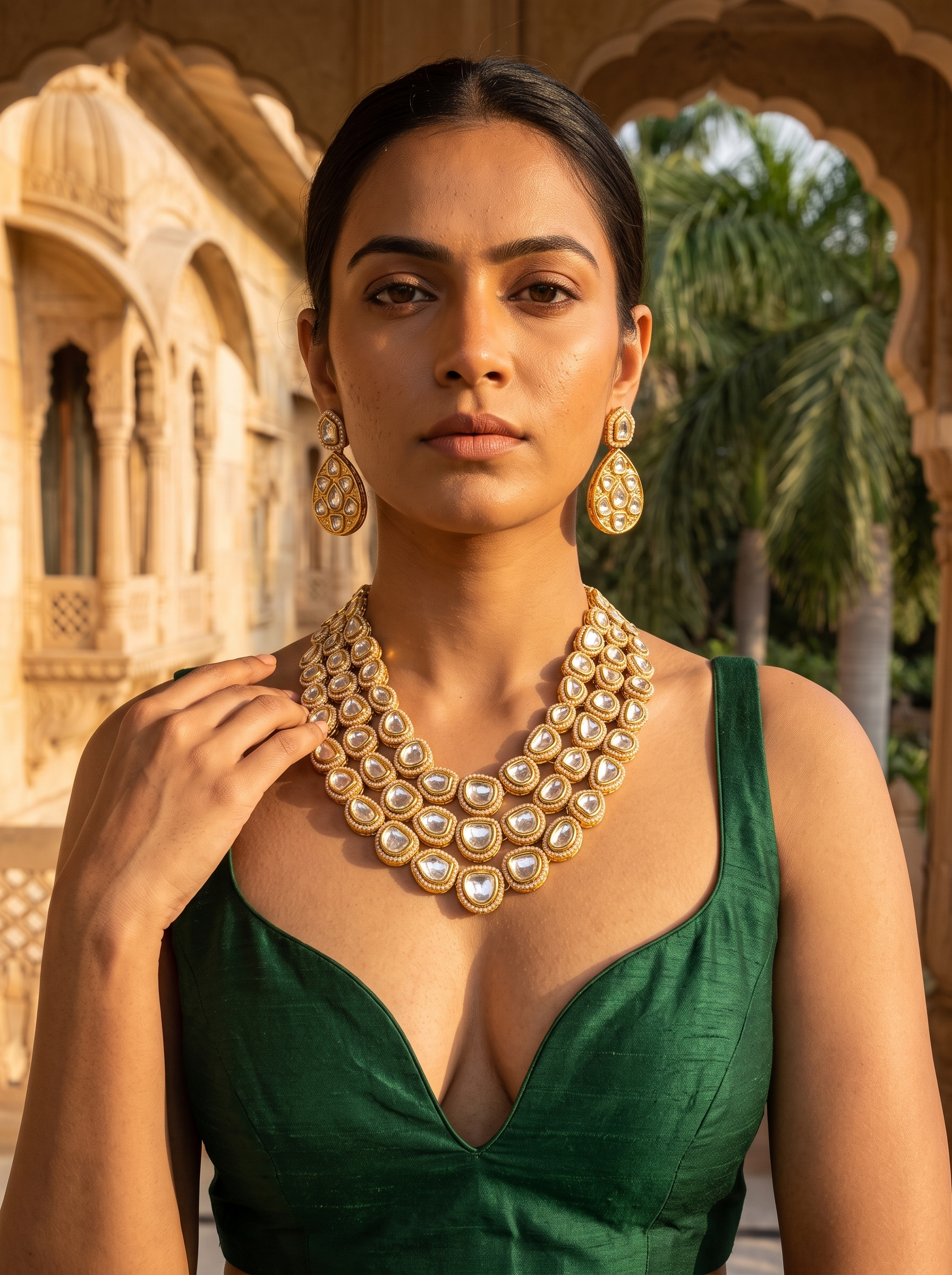 Rajsi Kundan Layered Necklace Set