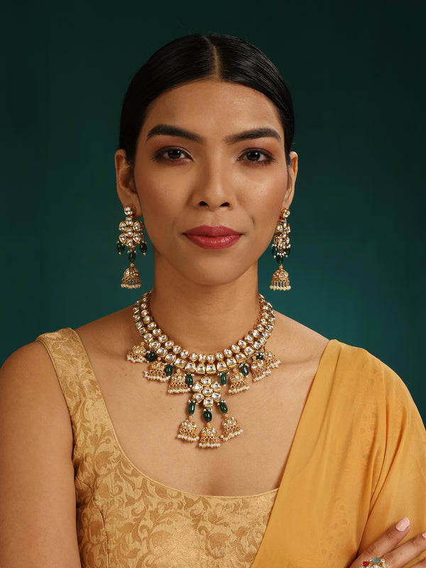 Emerald  Kundan Necklace Set