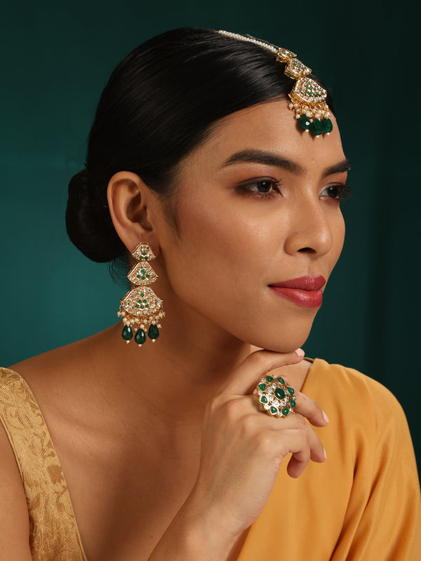 Raktvarna Earrings and Maang Teeka Set