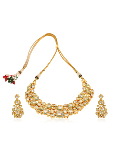 Afra Kundan Choker Necklace Set - Minaki
