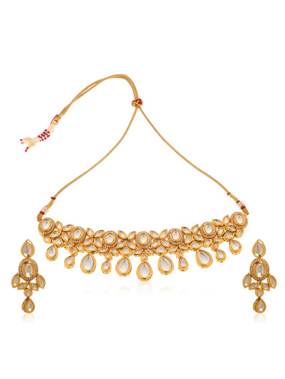 Aiza Kundan Choker Necklace Set - Minaki