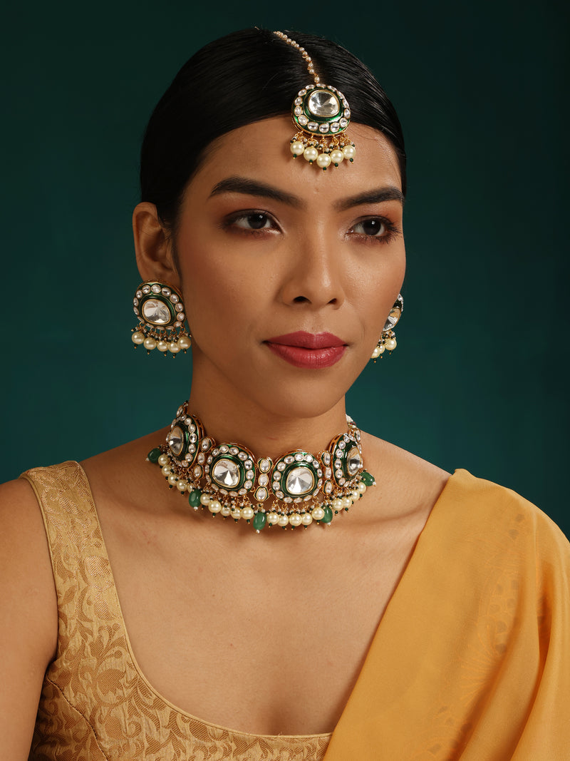 Alizha Kundan Choker Necklace Set - Minaki