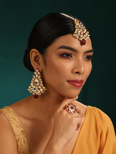 Amrita Earrings and Maang Teeka Set - Minaki
