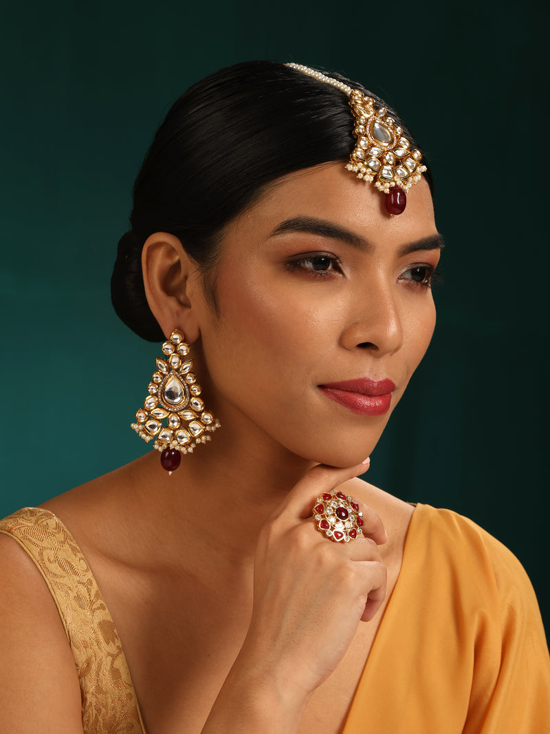 Amrita Earrings and Maang Teeka Set - Minaki