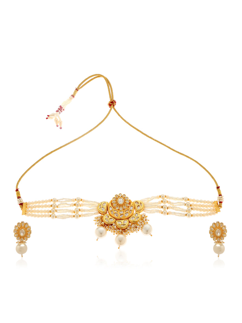 Aylin Kundan Choker Necklace Set - Minaki