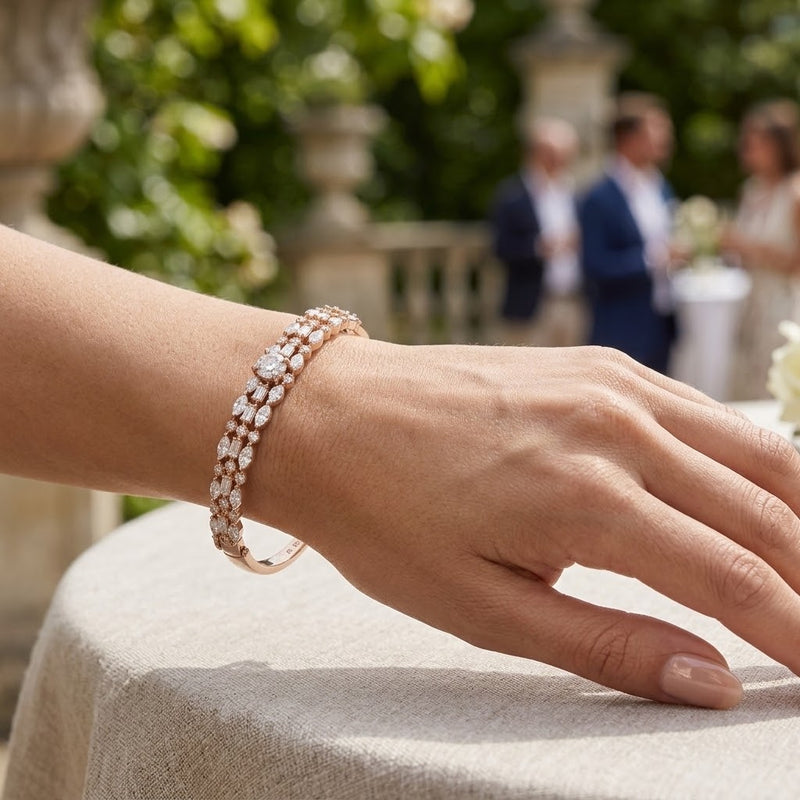 Crystal Veil Bangle Bracelet - Minaki