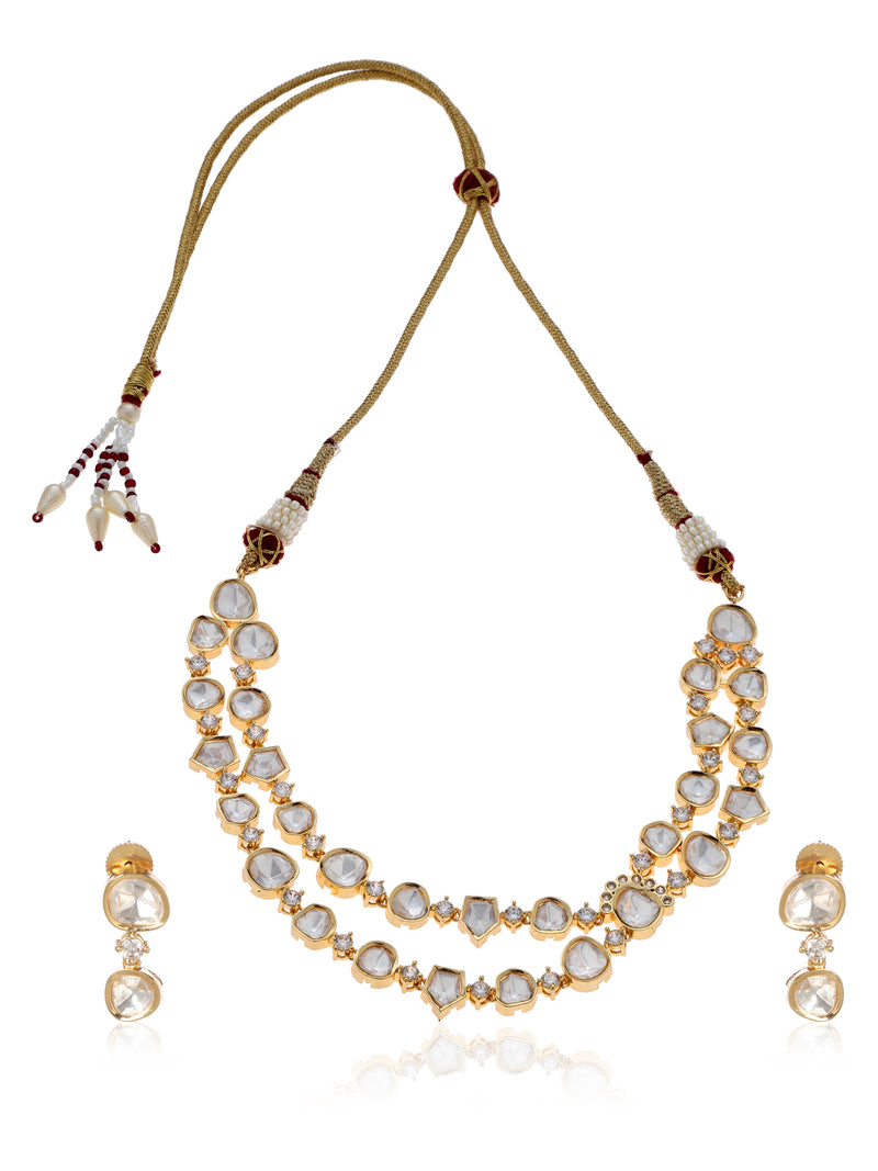Double Layerd Kundan Necklace - Minaki