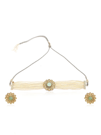 Eliza Kundan Choker Necklace Set - Minaki