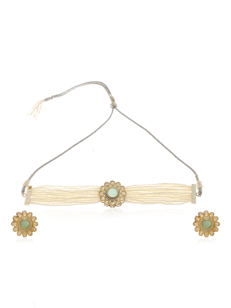 Eliza Kundan Choker Necklace Set - Minaki