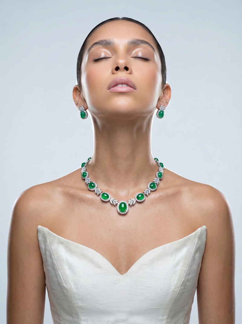 Emerald Aura Necklace Set - Minaki