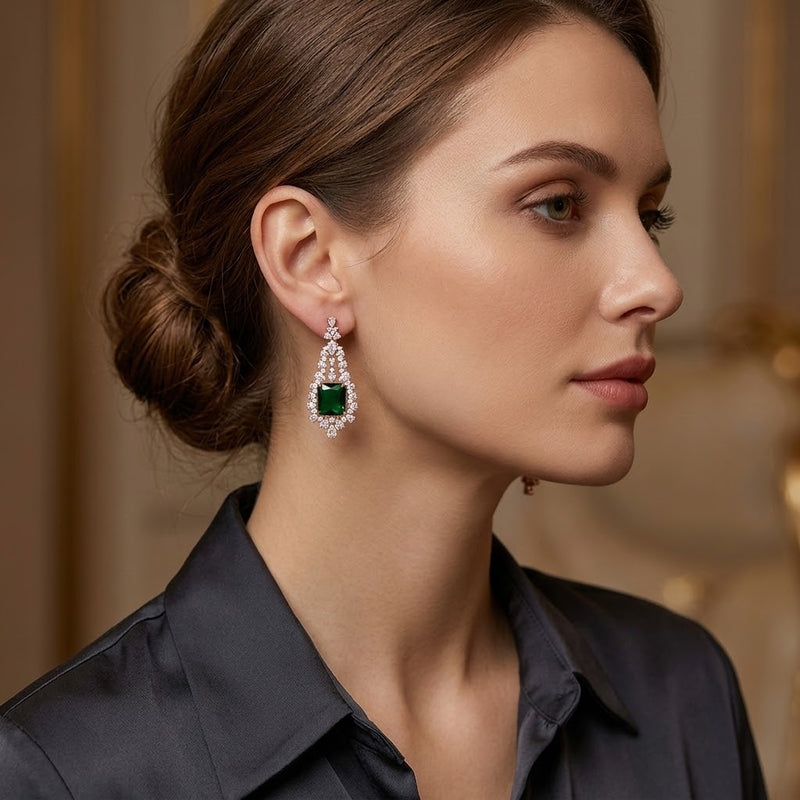 Emerald Elegance Earrings - Minaki