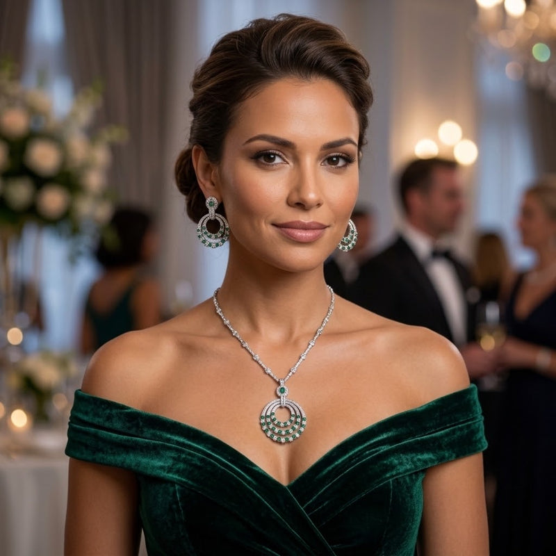Emerald Eleganza Necklace Set - Minaki