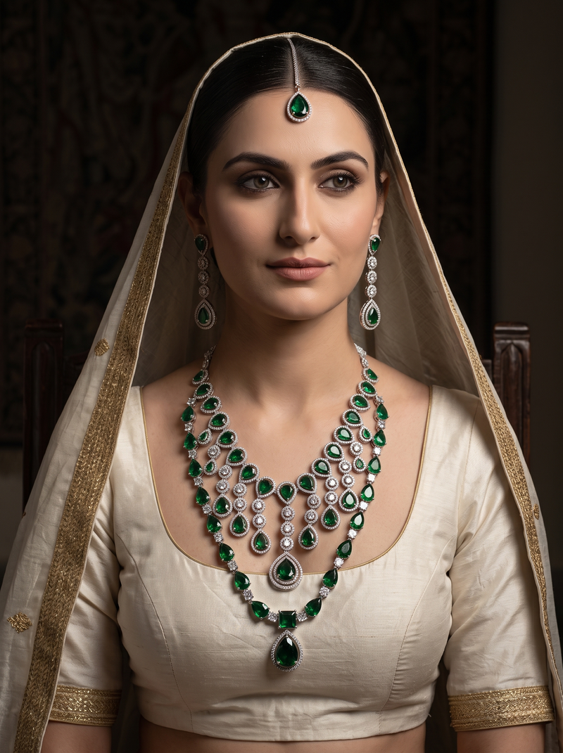 Emerald Sovereign Necklace Set - Minaki