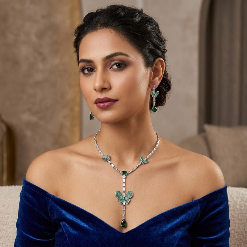 Flutter Necklace Set Emerald - Minaki