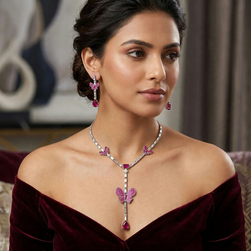 Flutter Necklace Set Ruby - Minaki