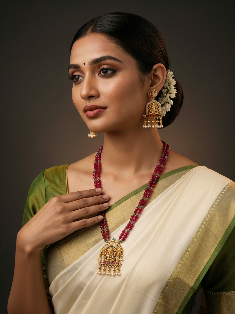 Ganesha Long Necklace Set - Minaki