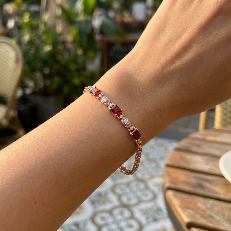 Garnet Glow Tennis Bracelet - Minaki