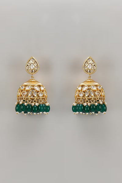 Green Kundan Earrings - Minaki