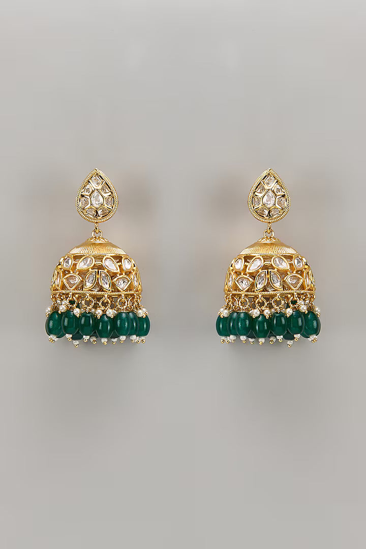 Green Kundan Earrings - Minaki