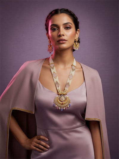 Gulbahar Beaded Long Pendant Set - Minaki