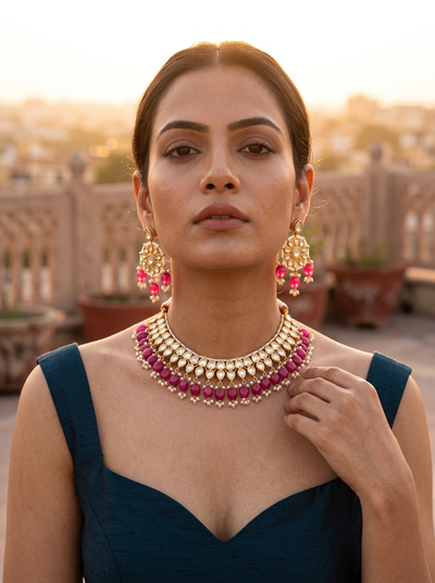 Gulbahar Kundan Necklace Set - Minaki