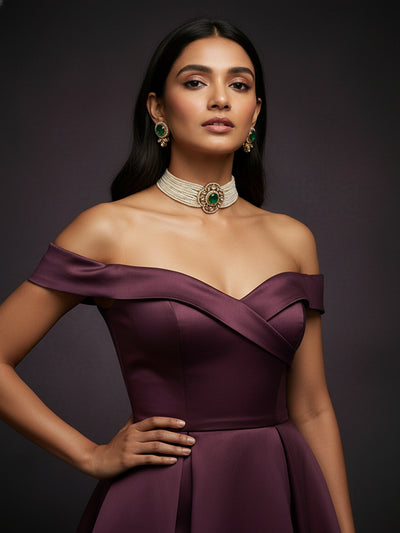 Gulzar Pearl Kundan Choker - Minaki