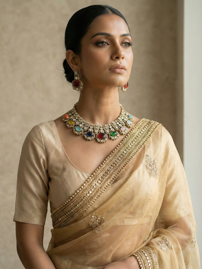 Hiranyam Navratan Collar Set - Minaki
