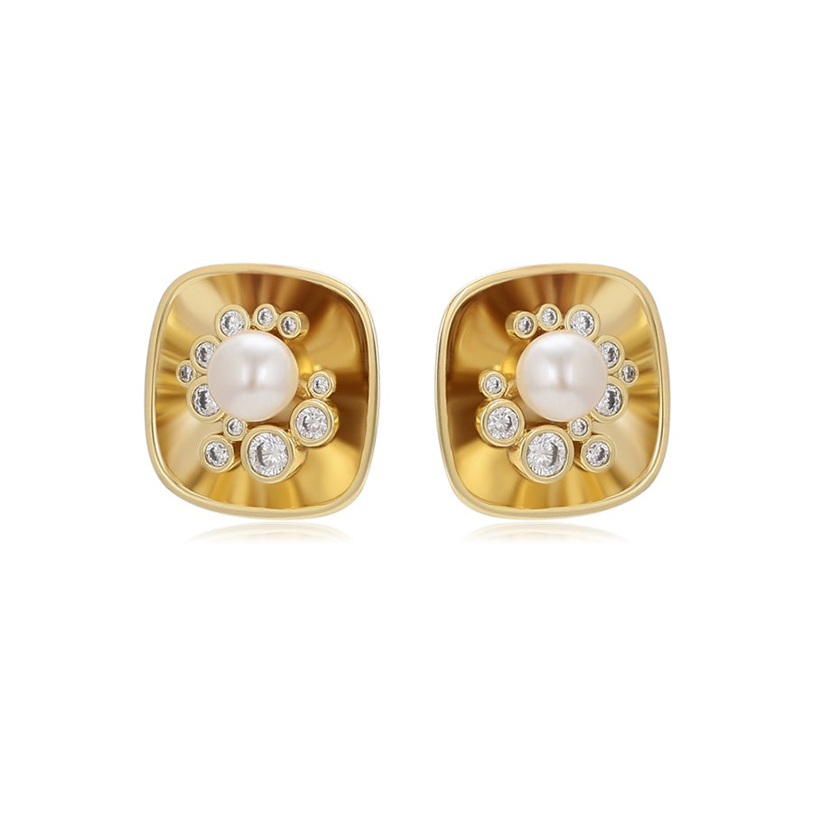 Square Pearl Cluster Earrings