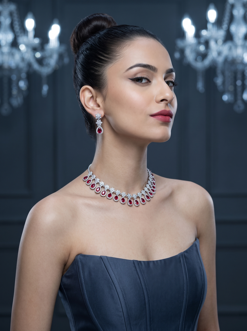 Imperial Scarlet Necklace Set - Minaki