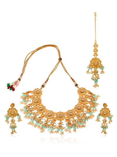 Kaisha Kundan Choker Necklace Set - Minaki