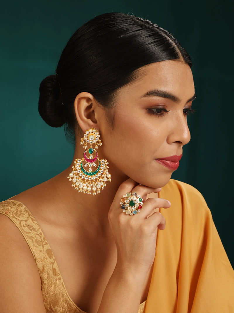 Kudan/Polki Chandbali Earrings - Minaki