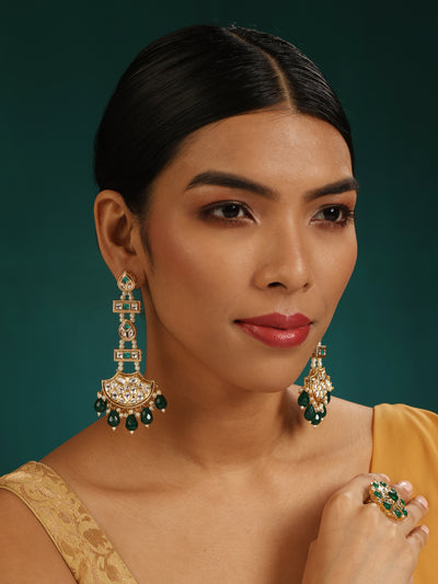 Kundan Emerald Dangler Earrings - Minaki