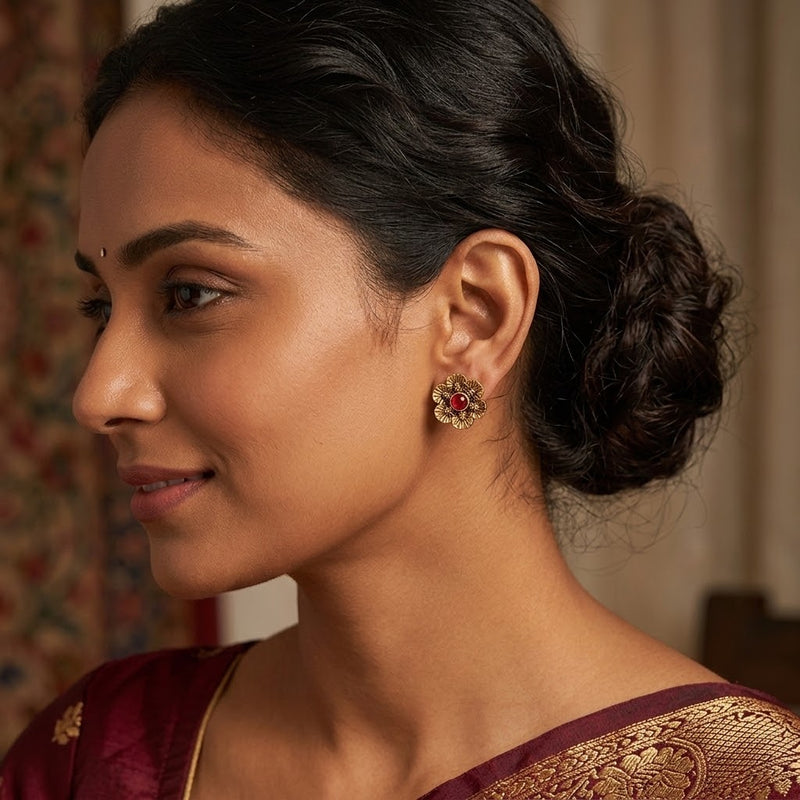 Kusum Ruby Temple Earring - Minaki