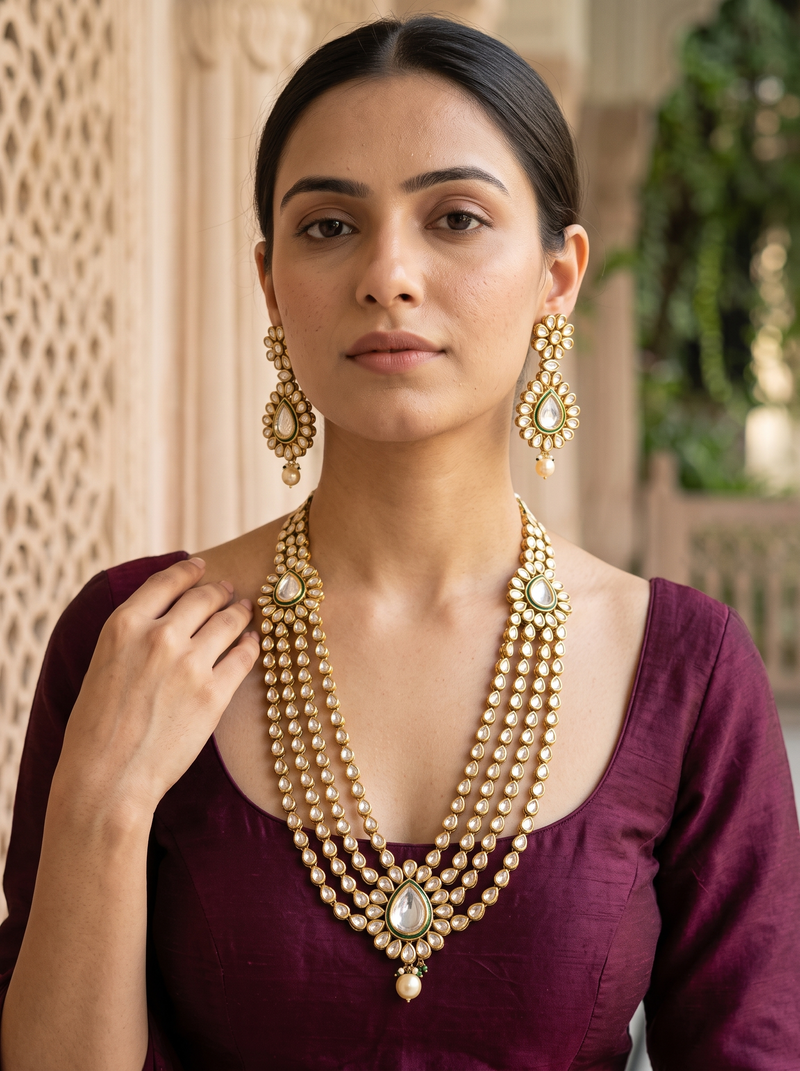 Meher Kundan Layered Necklace Set - Minaki