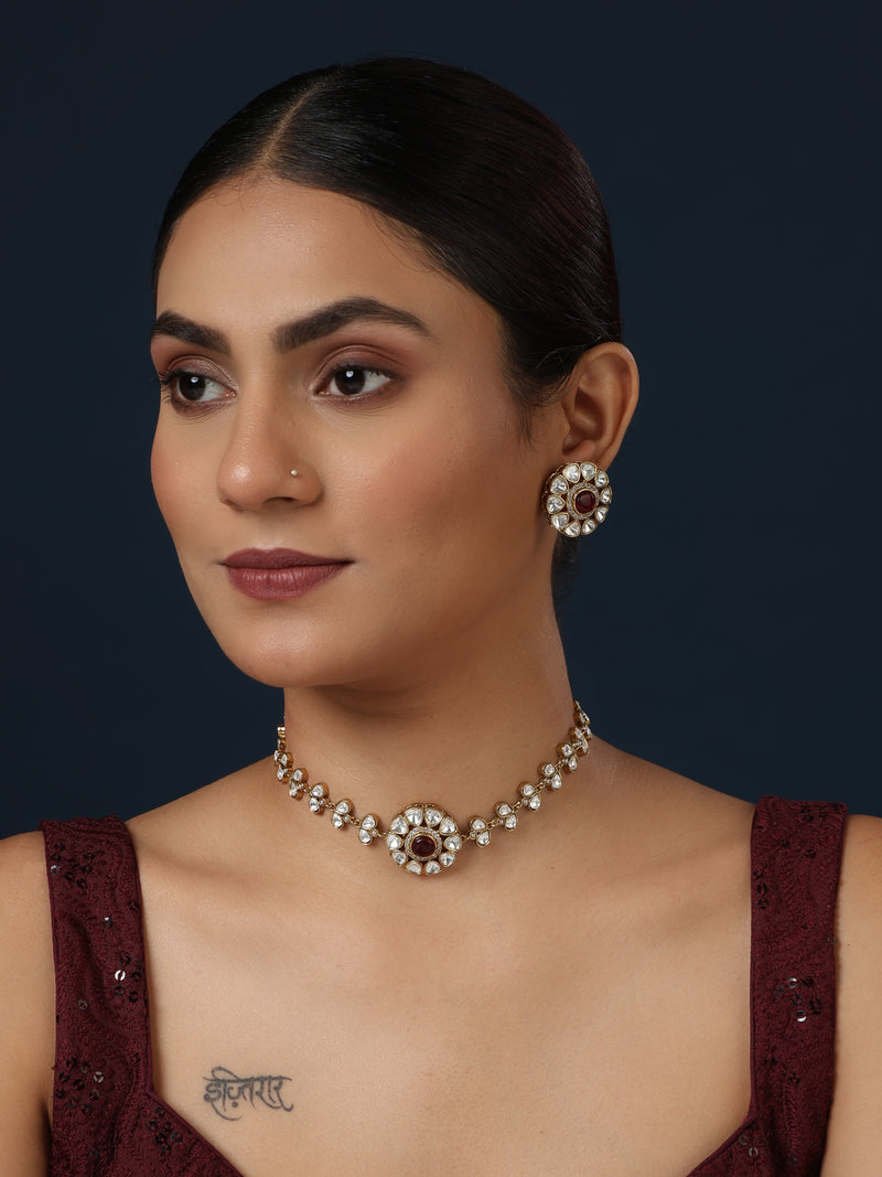Mehreen Ruby Kundan choker set - Minaki