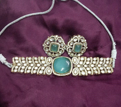 Mint Kundan Choker Set - Minaki