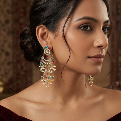 Navratna Chandbali Earrings - Minaki