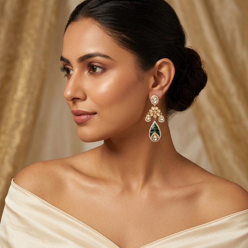 Nayab Hariyali Polki Earrings - Minaki