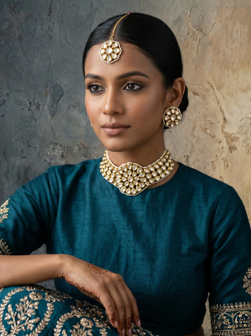 Noor Gul Kundan Choker Set - Minaki