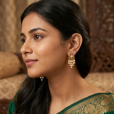 Parijat Chandbali Temple Earring - Minaki