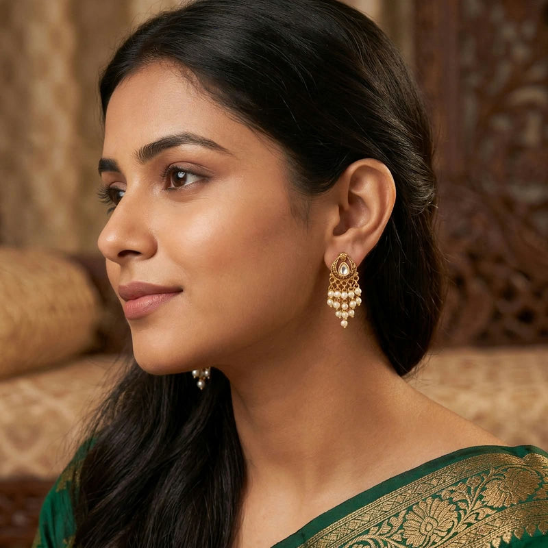 Parijat Chandbali Temple Earring - Minaki