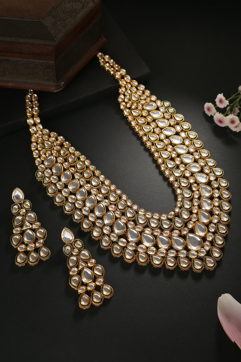 Rajkumari Long-Layered Kundan Set - Minaki