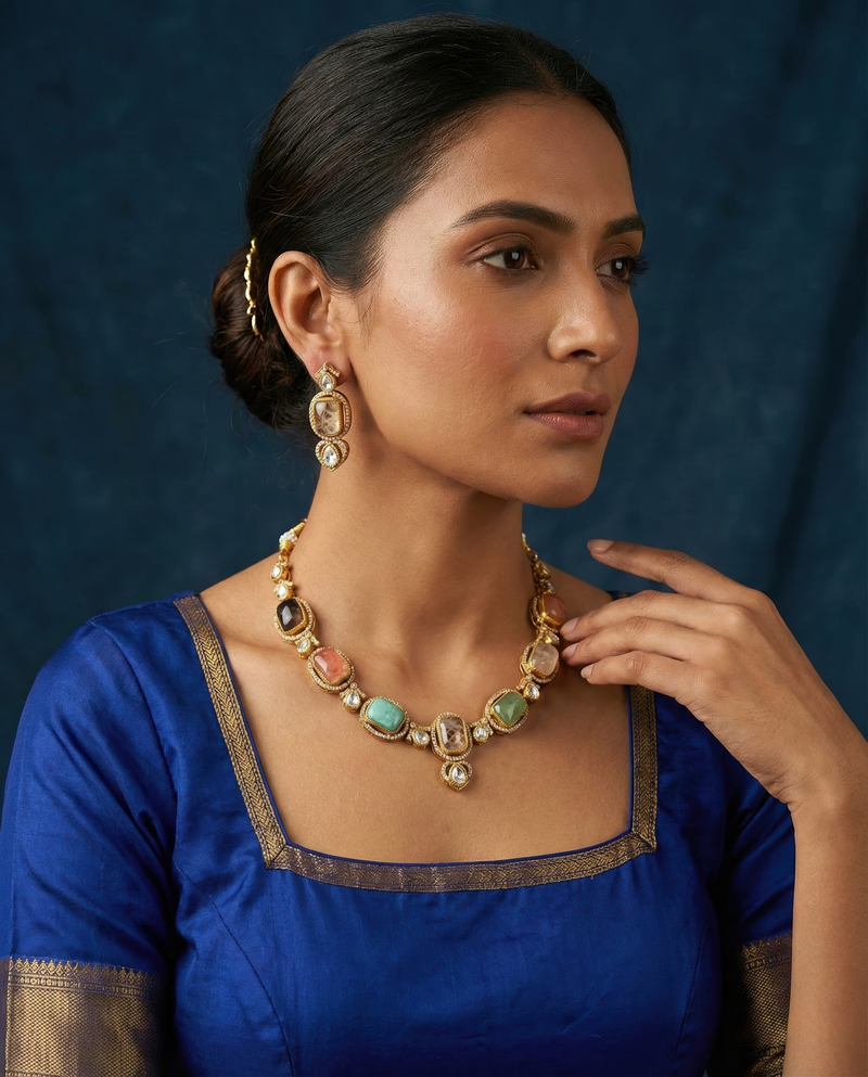 Rangeen Kundan Set - Minaki