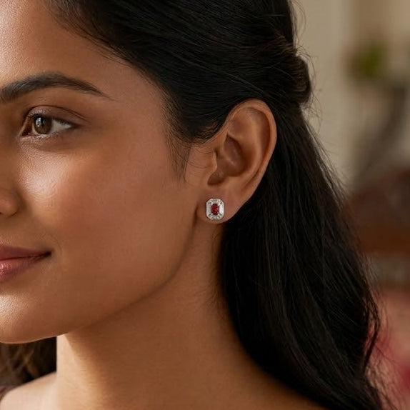 Rubine Stud Earrings - Minaki