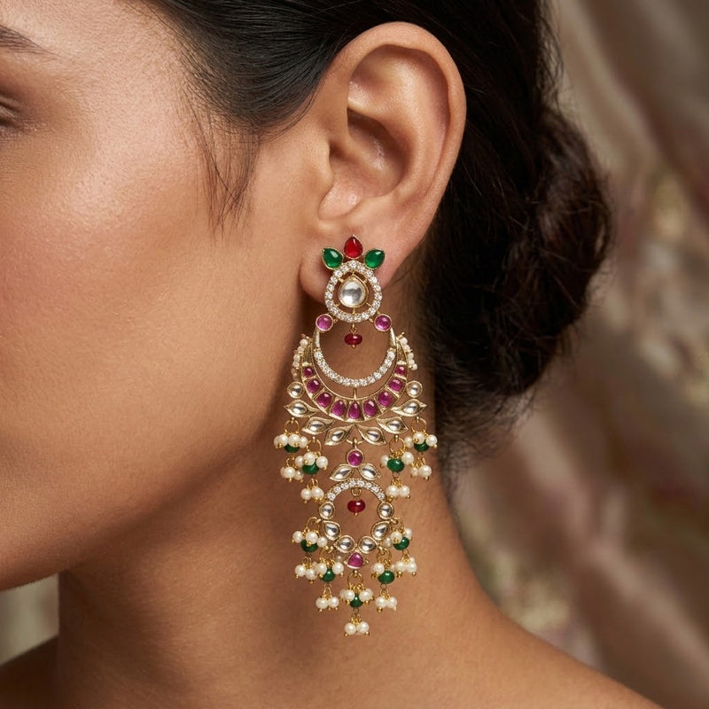 Ruby Jade Chandbali Earrings - Minaki