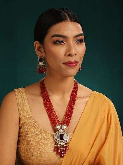 Ruby Long Necklace Set - Minaki