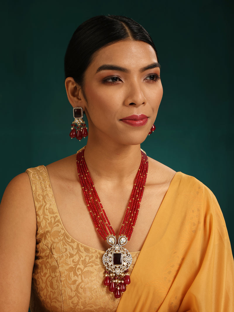 Ruby Long Necklace Set - Minaki